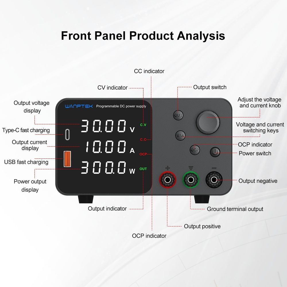 Wanptek TPS Series Adjustable DC Bench Power Supply | TPS3010