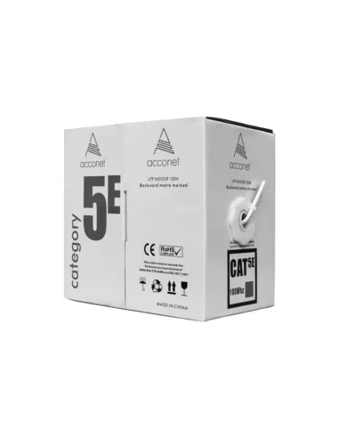 Acconet CAT5e Indoor Ethernet Cable 100m White Solid Copper UTP Pull Box | CAT5-100-SC